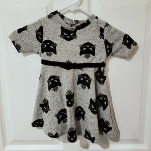 Grey sweater dress with black cats